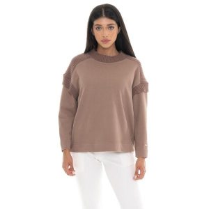 Leone 1947 Warm Touch Women, bluza, Rundhalsausschnitt und Strickeinsätzen. Brązowe bluzy LEONE 1947 APPAREL, bez wzorów, z elastanu, bez kaptura. W wyprzedaży za 191,56 zł.