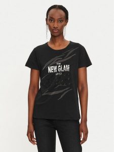 Liu Jo T-Shirt TF4205 JS923 Czarny Regular Fit. Czarne t-shirty Liu Jo, s, bez wzorów, z bawełny, bez kołnierzyka, bez ramiączek. Za 179,99 zł.