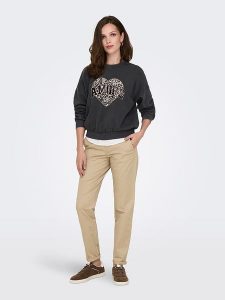 ONLY Bluza w kolorze antracytowym rozmiar: L. Czarne bluzy ONLY, l, bez wzorów, bez kaptura. Za 87,81 zł.