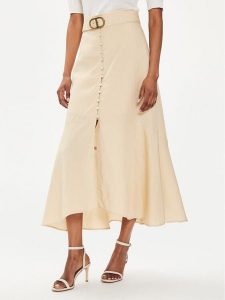 TWINSET Spódnica midi 241TP2523 Beżowy Flared Fit. Brązowe spódnice Twinset, bez wzorów, z lyocellu, midi. Za 499,99 zł.