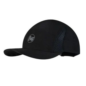 Czapka z daszkiem biegowa unisex Buff 5 Panels Black ochrona UV. Czarne czapki Buff, bez wzorów, sportowe. Za 150,00 zł.