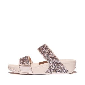 Klapki damskie FitFlop Lulu Multi-Tonal Glitter. Czerwone klapki FIT FLOP, bez wzorów, bez obcasa. Za 378,00 zł.
