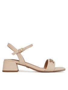 Nine West Sandały R23SS00452 Beżowy. Brązowe sandały Nine West, bez wzorów, z materiału, bez obcasa, na słupku, bez zapięcia. Za 229,99 zł.