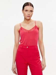 Morgan Top 221-BETTY Czerwony Regular Fit. Czerwone topy Morgan, xs, bez wzorów, z syntetyku, bez kołnierzyka, bez ramiączek. Za 109,99 zł.