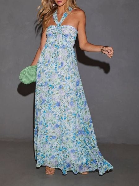 Milan Kiss Sukienka w kolorze błękitno-fioletowo-białym rozmiar: M. Białe sukienki Milan Kiss, m, bez wzorów, bez kołnierzyka, bez ramiączek, maxi. Za 187,52 zł.