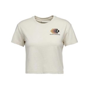 Koszulka damska Black Diamond Faded Crop. Białe bluzki Black Diamond, l, bez wzorów, z bawełny, sportowe, bez kołnierzyka, bez ramiączek. Za 147,55 zł.