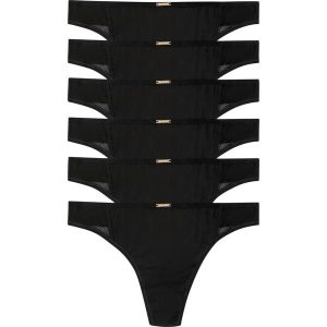 "Stringi ""Feel comfort"" z mikrofibry (6 par)". Białe stringi bonprix, bez wzorów, z materiału. Za 74,99 zł.