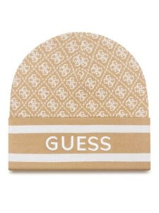Guess Czapka W4BZ21 Z3JD2 Beżowy. Brązowe czapki Guess, z aplikacjami, z poliesteru. Za 139,99 zł.