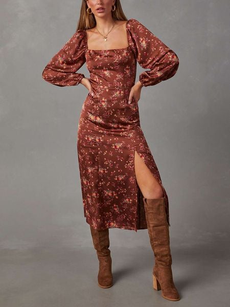 Milan Kiss Sukienka w kolorze jasnobrązowym rozmiar: M. Brązowe sukienki Milan Kiss, na imprezę, m, bez wzorów, bez kołnierzyka, bez ramiączek, maxi. Za 196,24 zł.