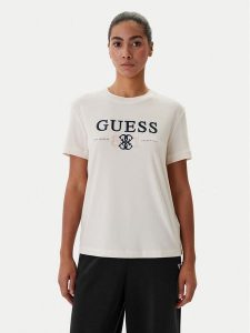 Guess T-Shirt V6RI13 KD772 Écru Regular Fit. T-shirty Guess, m, z aplikacjami, z lyocellu, bez kołnierzyka, bez ramiączek. Za 199,99 zł.
