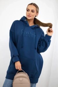 Bluza ocieplana z haftowanym napisem oversize jeansowa. Bluzy KESI, l, bez wzorów, z bawełny, bez kaptura. Za 238,37 zł.