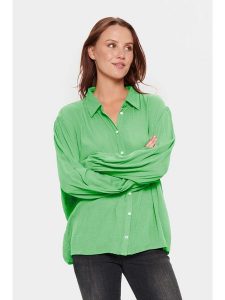 SAINT TROPEZ Bluzka "Saint Tropez" w kolorze zielonym rozmiar: XL. Zielone bluzki Saint Tropez, xl, bez wzorów, z wiskozy, bez kołnierzyka, bez ramiączek. Za 105,38 zł.