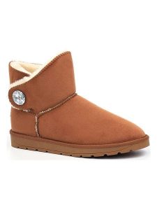 ISLAND BOOT Botki zimowe "Dona" w kolorze jasnobrązowym rozmiar: 38. Brązowe botki Island Boot, na zimę, bez wzorów, z materiału, bez obcasa, bez zapięcia. Za 130,99 zł.