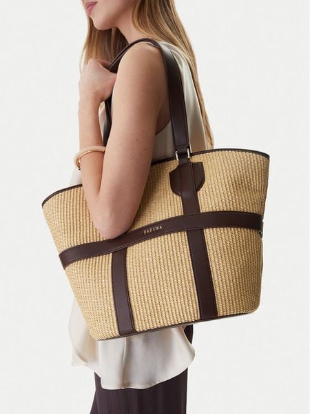 Badura Torebka EO-UMAI-LDA-8628 Beżowy. Brązowe shopper bag Badura, bez wzorów, z materiału, bez dodatków. Za 279,99 zł.