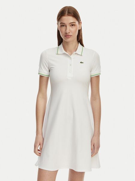 Lacoste Sukienka codzienna EF5288 Biały Regular Fit. Białe kombinezony Lacoste, na co dzień, bez wzorów, z bawełny, bez kołnierzyka, bez ramiączek, proste. Za 455,99 zł.