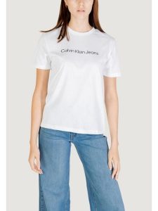 Calvin Klein Jeans T-Shirt A- INST. LOGO CLASSI Biały Casual Fit. Białe t-shirty Calvin Klein Jeans, s, bez wzorów, z jeansu, bez kołnierzyka, bez ramiączek. Za 169,99 zł.