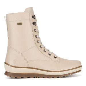 Trzewiki Remonte. Brązowe botki Remonte, bez wzorów, bez obcasa, na płaskiej podeszwie, bez zapięcia. Za 321,99 zł.