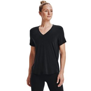 Koszulka damska Under Armour GREATEST TEE V NECK. Czarne koszulki sportowe Under Armour, bez wzorów, bez ramiączek. Za 159,99 zł.