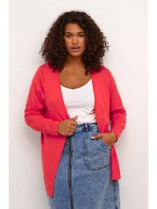 KAFFE curve Kardigan "Farsia" w kolorze koralowym rozmiar: L. Czerwone kardigany KAFFE curve. Za 82,99 zł.