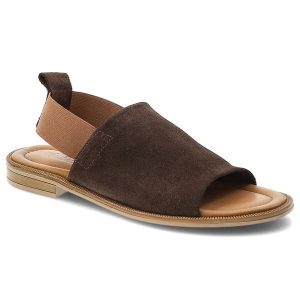 Sandały damskie Artiker, cholewka ze skóry naturalnej zamszowej szeroki pasek z przodu na płaskiej podeszwie, brązowe, 58C2170. Brązowe sandały ARTIKER, bez wzorów, ze skóry, bez obcasa, na płaskiej podeszwie, bez zapięcia. Za 199,00 zł.