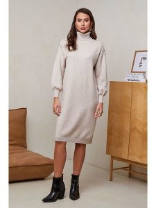 Soft Cashmere Sukienka dzianinowa w kolorze beżowym rozmiar: 34/36. Brązowe sukienki Soft Cashmere, na co dzień, bez wzorów, z dzianiny, bez kołnierzyka, bez ramiączek, maxi, proste. Za 104,99 zł.