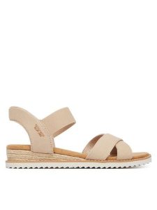 Skechers Sandały BOBS Desert Kiss - Golden Lily 114418/NAT Beżowy. Brązowe sandały Skechers, bez wzorów, z materiału, bez obcasa, na płaskiej podeszwie, bez zapięcia. Za 289,99 zł.