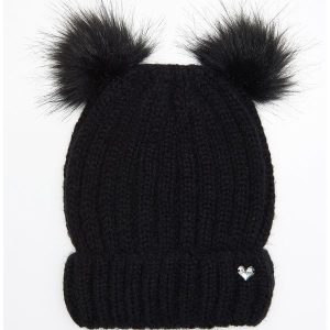 Czapka z dwoma pomponami - Czarny. Czapki marki Cropp. W wyprzedaży za 19,99 zł.