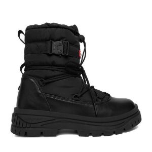Śniegowce Hunter. Czarne buty zimowe Hunter, bez obcasa, bez zapięcia. Za 359,99 zł.