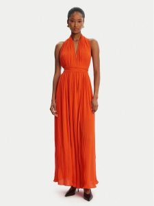 Bardot Sukienka wieczorowa Amala Pleated Halter 60031DB Czerwony Regular Fit. Czerwone kombinezony Bardot, bez wzorów, z syntetyku, wizytowe, bez kołnierzyka, bez ramiączek. Za 439,99 zł.