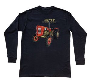 Zetor 4011 — bluzka z długim rękawem (Rozmiar: XL (dorosła); Kolor koszulki: czarny; Rodzaj nadruku: Zetor 4011). Czarne bluzki nikiniki, s, bez wzorów, z bawełny, bez kołnierzyka, bez ramiączek. Za 99,00 zł.