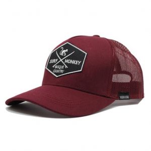 Czapka Trucker - 5 Paneli / Jeden rozmiar (Bordowy/Beżowy). Brązowe czapki SURF MONKEY, z aplikacjami, z bawełny, eleganckie. Za 135,96 zł.