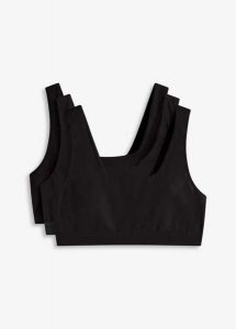 Biustonosz bustier z bawełną organiczną (3 szt.). Zielone biustonosze bonprix, bez wzorów, z bawełny. Za 117,99 zł.