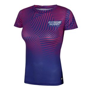 Koszulka do biegania damska z krótkim rękawem EXTREME HOBBY CALEIDOSCOPE. Fioletowe bluzki EXTREME HOBBY, xs, bez wzorów, z elastanu, sportowe, bez kołnierzyka, bez ramiączek. Za 149,00 zł.