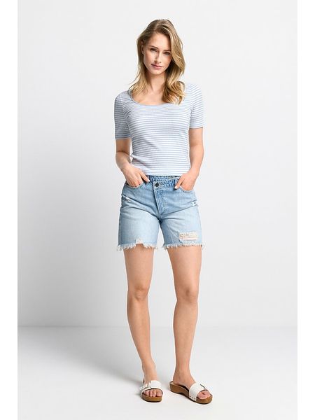 Rich & Royal Koszulka w kolorze biało-błękitnym rozmiar: XL. Białe bluzki Rich & Royal, xl, bez wzorów, z bawełny, bez kołnierzyka, bez ramiączek. Za 69,75 zł.