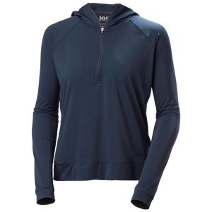 Damska bluza z kapturem zapinana na zamek 1/2 Helly Hansen Shine Solen. Niebieskie bluzy Helly Hansen, bez wzorów, z kapturem. Za 372,00 zł.