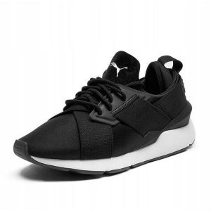 Buty treningowe damskie Puma Muse Satin ll Wn's Black 368427 02. Czarne buty sportowe Puma, bez wzorów, bez zapięcia. Za 219,00 zł.