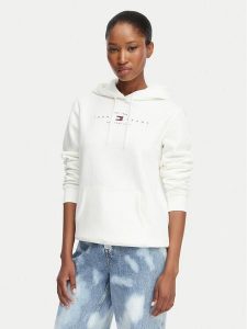 Tommy Jeans Bluza Tjw DW0DW23485 Biały Regular Fit. Białe bluzy Tommy Jeans, s, bez wzorów, z bawełny, bez kaptura. Za 349,99 zł.