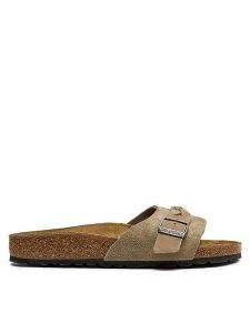 Birkenstock Klapki Oita Braided 1026730 Brązowy. Brązowe klapki Birkenstock, bez wzorów, ze skóry, bez obcasa. Za 492,99 zł.