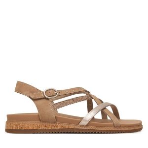 Sandały Skechers. Brązowe sandały Skechers, bez wzorów, bez obcasa, na płaskiej podeszwie, bez zapięcia. Za 229,99 zł.