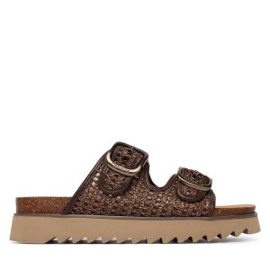 Klapki Tamaris. Brązowe klapki Tamaris, bez wzorów, bez obcasa. Za 329,99 zł.