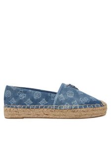 Guess Espadryle FLJDNN DEN14 Niebieski. Niebieskie espadryle Guess, z aplikacjami, z materiału, bez obcasa. Za 259,99 zł.