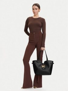 Just Cavalli Torebka 80RA4BA4 ZSA89 Czarny. Czarne shopper bag Just Cavalli, bez wzorów, ze skóry, bez dodatków. Za 748,99 zł.