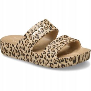 Klapki Dla Dorosłych Crocs Baya Animal Platform. Brązowe klapki Crocs, bez wzorów, z materiału, bez obcasa. Za 169,99 zł.