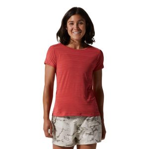 Koszulka damska Mountain Hardwear. Czerwone bluzki MOUNTAIN HARDWEAR, l, bez wzorów, casualowe, bez kołnierzyka, bez ramiączek. W wyprzedaży za 172,50 zł.