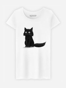WOOOP Koszulka "Sitting Cat" w kolorze białym rozmiar: M. Białe bluzki Wooop, m, bez wzorów, z bawełny, bez kołnierzyka, bez ramiączek. Za 92,21 zł.