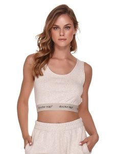 Doctor Nap Top w kolorze beżowym rozmiar: L. Brązowe topy Doctor Nap, l, bez wzorów, bez kołnierzyka, bez ramiączek. Za 79,99 zł.