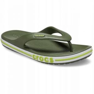 Japonki Dla Dorosłych Crocs Bayaband Flip. Białe klapki Crocs, bez wzorów, z materiału, bez obcasa. Za 119,99 zł.