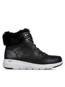 Skechers Botki Glacial Ultra Cozyly 144178/BLK Czarny. Czarne botki Skechers, bez wzorów, z materiału, bez obcasa, na płaskiej podeszwie, bez zapięcia. Za 339,99 zł.