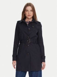 Tommy Hilfiger Trencz Heritage Single WW0WW24966 Granatowy Regular Fit. Niebieskie płaszcze TOMMY HILFIGER, xxs, bez wzorów, z bawełny, bez kaptura. Za 799,99 zł.