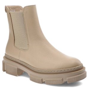 Beżowe Botki Karino Modne Skórzane Ocieplane Buty Damskie. Brązowe botki Karino, bez wzorów, ze skóry, bez obcasa, na płaskiej podeszwie, bez zapięcia. Za 349,00 zł.